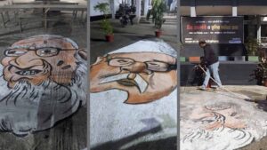 রাস্তায় আঁকা রাজাকারদের ছবি মুছে দিল ঢাবি প্রশাসন
