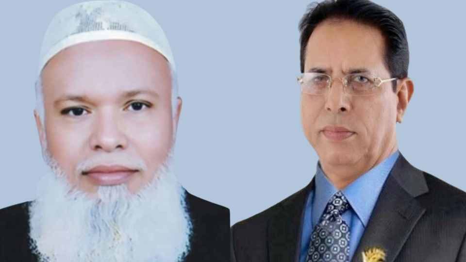 কুমিল্লা শিক্ষা বোর্ডের চেয়ারম্যান প্রফেসর শামছুল ইসলাম (বামে) ও অভিযুক্ত আব্দুল গফুর ভূইয়া (ডানে)।