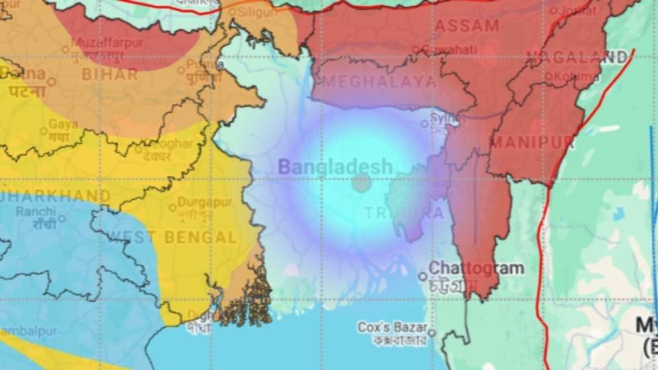 নরসিংদী থেকে ৩ কিলোমিটার উত্তরে ছিল ভূমিকম্পের কেন্দ্র।