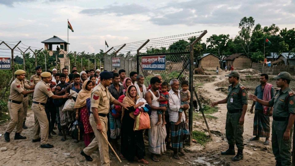 বাংলাদেশ সীমান্তে ভারতের পুশব্যাক। ছবিটি এআই দিয়ে তৈরি