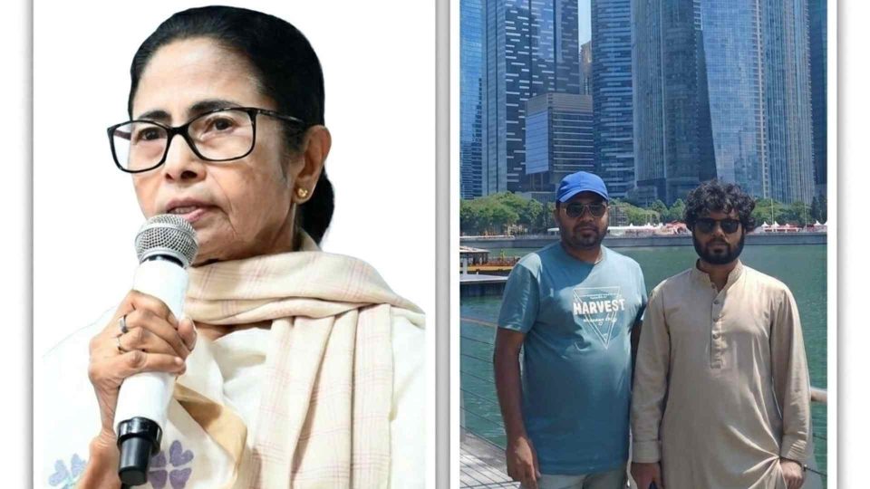 মমতা বন্দ্যোপাধ্যায় এবং ওসমান হাদি ও তার ভাই।