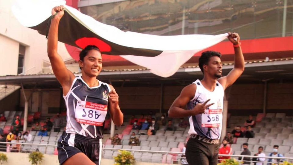 বাংলাদেশের দ্রুততম মানব ও মানবী।